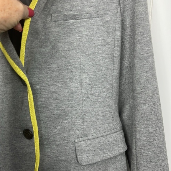 Gap The Academy Blazer 6 Gray/Yellow Double Knit Ponte Ribbon Contrast Stylish - Picture 7 of 12